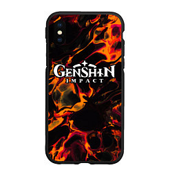 Чехол iPhone XS Max матовый Genshin Impact red lava, цвет: 3D-черный