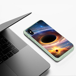 Чехол iPhone XS Max матовый Чёрная дыра поглощает вселенную, цвет: 3D-салатовый — фото 2