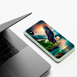 Чехол iPhone XS Max матовый Полет орла, цвет: 3D-салатовый — фото 2