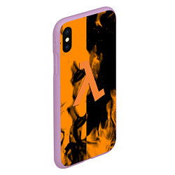 Чехол iPhone XS Max матовый Half life fire orange, цвет: 3D-сиреневый — фото 2