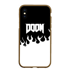 Чехол iPhone XS Max матовый Doom fire white, цвет: 3D-коричневый