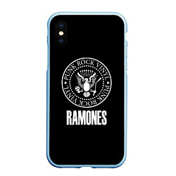 Чехол iPhone XS Max матовый Ramones rock logo, цвет: 3D-голубой