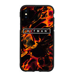 Чехол iPhone XS Max матовый Hitman red lava, цвет: 3D-черный