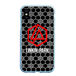 Чехол iPhone XS Max матовый Linkin park logo pattern, цвет: 3D-голубой