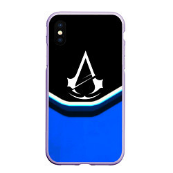 Чехол iPhone XS Max матовый Assassins Creed logo abstergo, цвет: 3D-светло-сиреневый