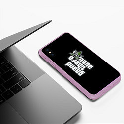 Чехол iPhone XS Max матовый GTA5 logo game rockstar, цвет: 3D-сиреневый — фото 2