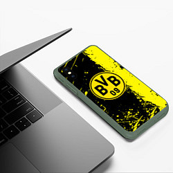 Чехол iPhone XS Max матовый Borussia fc краски, цвет: 3D-темно-зеленый — фото 2