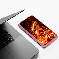 Чехол iPhone XS Max матовый Золотая акула и море золотых монет, цвет: 3D-малиновый — фото 2