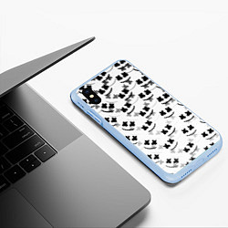 Чехол iPhone XS Max матовый Marshmello dj pattern, цвет: 3D-голубой — фото 2