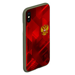 Чехол iPhone XS Max матовый Россия герб текстура, цвет: 3D-темно-зеленый — фото 2