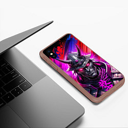 Чехол iPhone XS Max матовый Самурай с красными глазами японский стиль, цвет: 3D-коричневый — фото 2