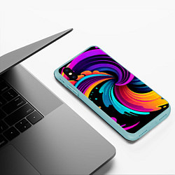 Чехол iPhone XS Max матовый Яркая красочная абстракция - нейроарт, цвет: 3D-мятный — фото 2