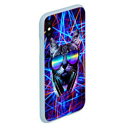 Чехол iPhone XS Max матовый Cat DJ neon, цвет: 3D-голубой — фото 2