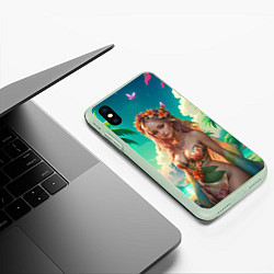 Чехол iPhone XS Max матовый Красивая девушка на пляже в цветочном купальнике, цвет: 3D-салатовый — фото 2