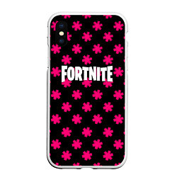 Чехол iPhone XS Max матовый Fortnite snowflake pattern, цвет: 3D-белый