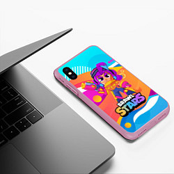 Чехол iPhone XS Max матовый Brawl Stars Шелли squad busters, цвет: 3D-розовый — фото 2