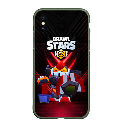 Чехол iPhone XS Max матовый Brawl Stars Алый паладин Вольт, цвет: 3D-темно-зеленый