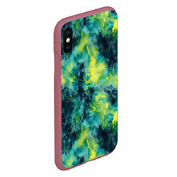 Чехол iPhone XS Max матовый Тай-дай текстура - желто-зеленый акцент, цвет: 3D-малиновый — фото 2