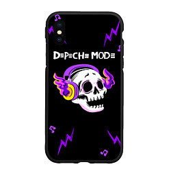 Чехол iPhone XS Max матовый Depeche Mode неоновый череп, цвет: 3D-черный