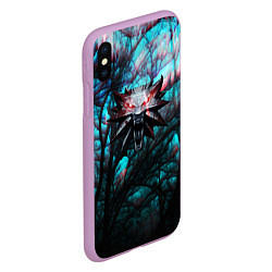 Чехол iPhone XS Max матовый The Witcher logo night, цвет: 3D-сиреневый — фото 2