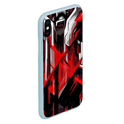 Чехол iPhone XS Max матовый Red and white abstraction on a black background, цвет: 3D-голубой — фото 2