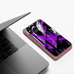 Чехол iPhone XS Max матовый White and purple abstraction on a black background, цвет: 3D-коричневый — фото 2