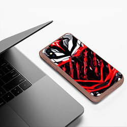 Чехол iPhone XS Max матовый Red and white abstraction on a black background, цвет: 3D-коричневый — фото 2