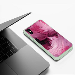 Чехол iPhone XS Max матовый Розовые краски, цвет: 3D-салатовый — фото 2