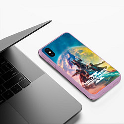 Чехол iPhone XS Max матовый Эскалация свободы Helldivers 2, цвет: 3D-сиреневый — фото 2