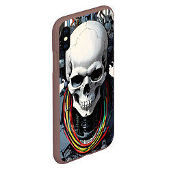 Чехол iPhone XS Max матовый Cool cyber skull - ai art fantasy, цвет: 3D-коричневый — фото 2