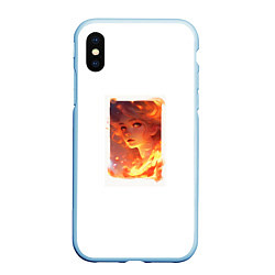 Чехол iPhone XS Max матовый Flame girl, цвет: 3D-голубой