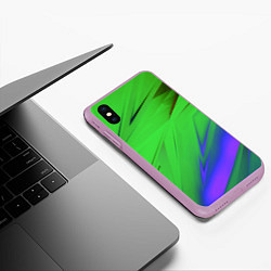 Чехол iPhone XS Max матовый Кислотно неоновая геометрия, цвет: 3D-сиреневый — фото 2