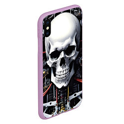 Чехол iPhone XS Max матовый Cyber skull - ai art, цвет: 3D-сиреневый — фото 2