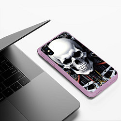 Чехол iPhone XS Max матовый Cyber skull - ai art, цвет: 3D-сиреневый — фото 2