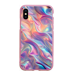 Чехол iPhone XS Max матовый Перламутровый голографический градиент, цвет: 3D-розовый