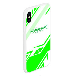 Чехол iPhone XS Max матовый Cyberpunk 2077 geometry green, цвет: 3D-белый — фото 2