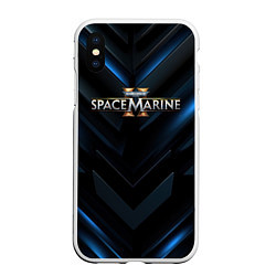 Чехол iPhone XS Max матовый Warhammer 40000 space marine 2 лого, цвет: 3D-белый