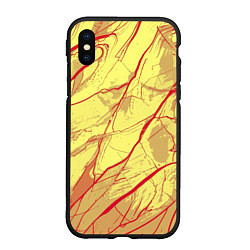 Чехол iPhone XS Max матовый Жёлто-красный абстрактная каменная текстура, цвет: 3D-черный