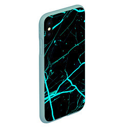 Чехол iPhone XS Max матовый Чёрный и неновый голубой абстракция, цвет: 3D-мятный — фото 2