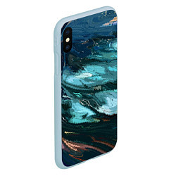 Чехол iPhone XS Max матовый Тёмный синий морская абстракция, цвет: 3D-голубой — фото 2