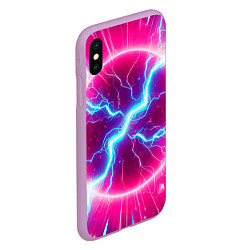 Чехол iPhone XS Max матовый Неоновая абстракция - нейроарт, цвет: 3D-сиреневый — фото 2