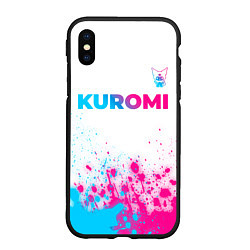 Чехол iPhone XS Max матовый Kuromi neon gradient style посередине, цвет: 3D-черный