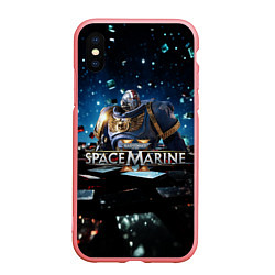 Чехол iPhone XS Max матовый Warhammer 40000 space marine 2 ультрамарин в броне, цвет: 3D-баблгам