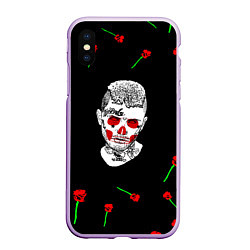 Чехол iPhone XS Max матовый Lil peep rap band rose, цвет: 3D-сиреневый