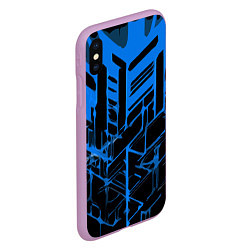 Чехол iPhone XS Max матовый Abstract blue stripes on a black background, цвет: 3D-сиреневый — фото 2