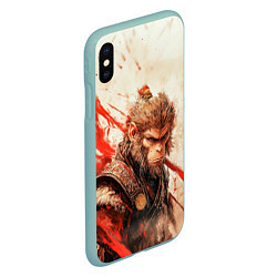 Чехол iPhone XS Max матовый Wukong на фоне с брызгами, цвет: 3D-мятный — фото 2