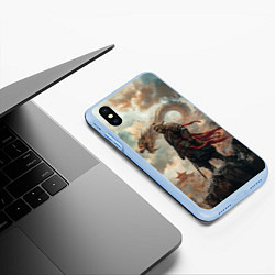 Чехол iPhone XS Max матовый Wukong и дракон, цвет: 3D-голубой — фото 2