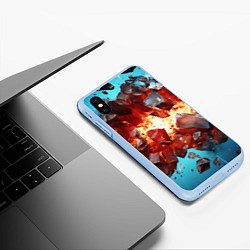 Чехол iPhone XS Max матовый Обломки абстрактных камней от взрыва, цвет: 3D-голубой — фото 2