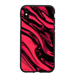 Чехол iPhone XS Max матовый Чёрно-розовый абстракция смесь краски, цвет: 3D-черный