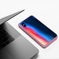 Чехол iPhone XS Max матовый Неоновый градиент разводы, цвет: 3D-малиновый — фото 2